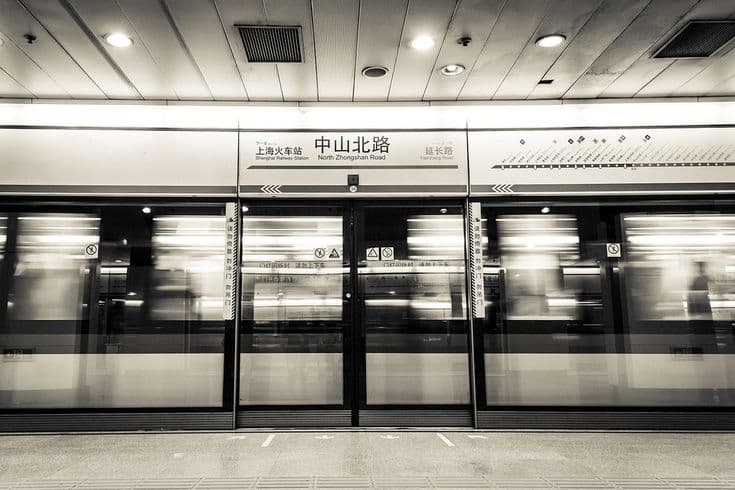 Shanghai Metro system guide header image showing subway train