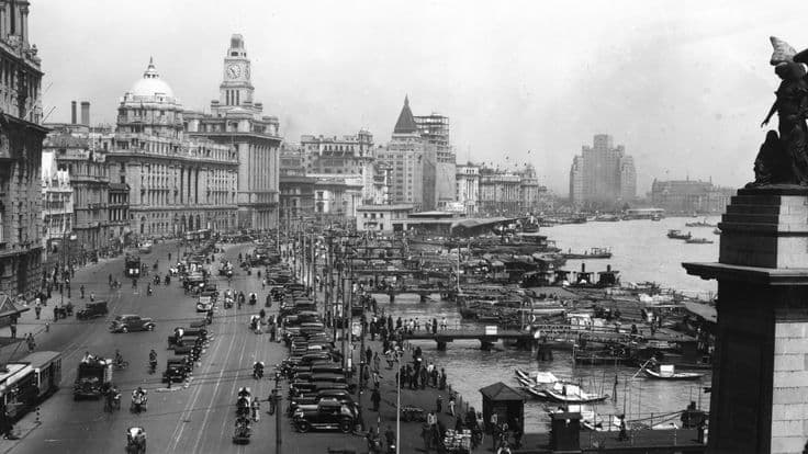 Historic Shanghai Bund waterfront during the treaty port era