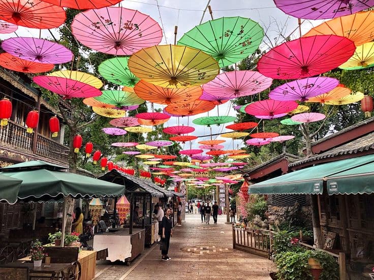 Rainbow flag with Shanghai skyline